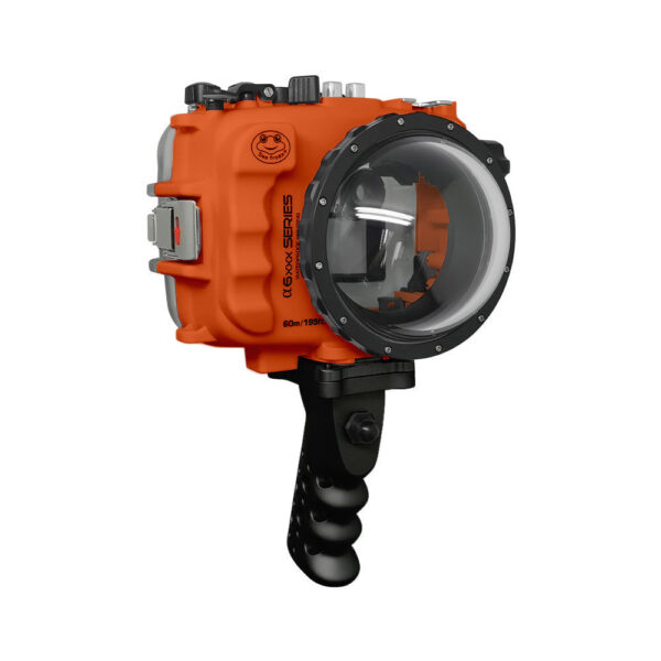 SeaFrogs UW housing for Sony A6xxx series Salted Line with Aluminium Shutter Grip & 4" Dry Dome Port (Orange) / GEN 3