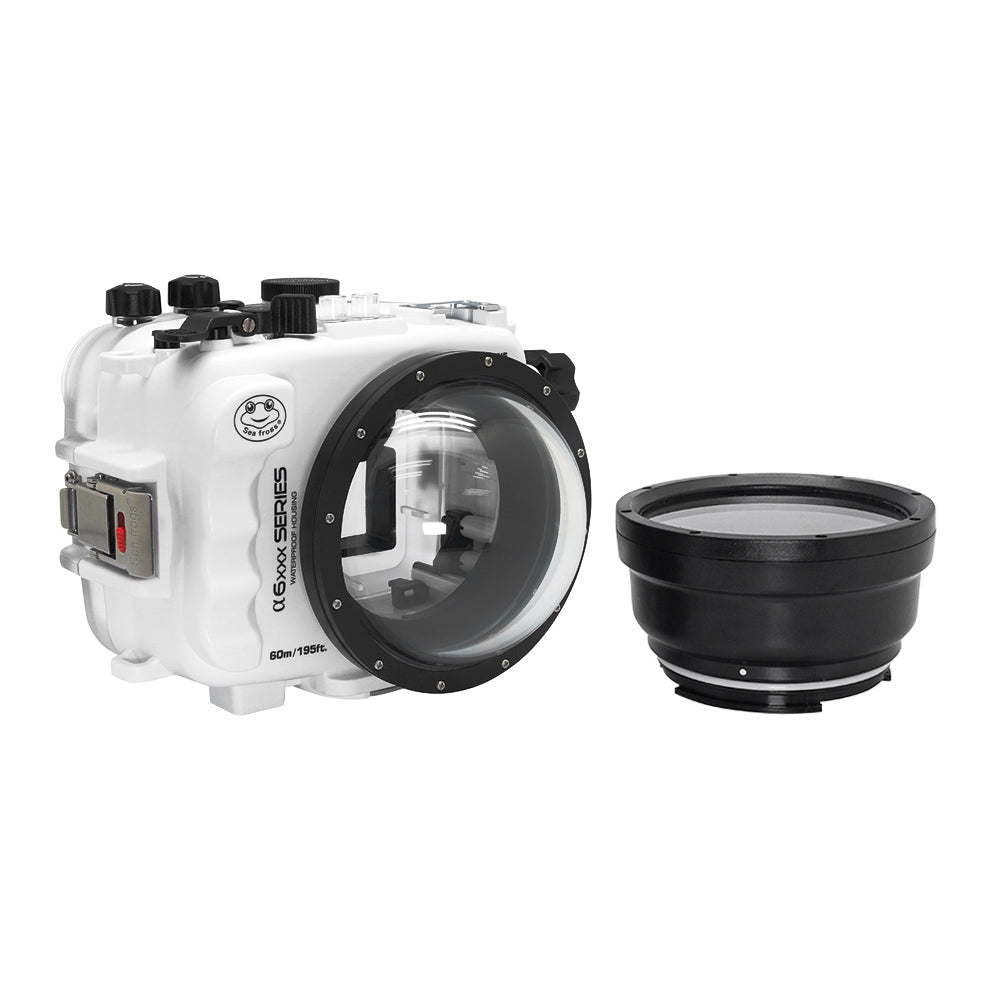 SeaFrogs 60M/195FT Waterproof housing for Sony A6xxx series Salted Line with 4" Dry Dome Port (White) / GEN 3