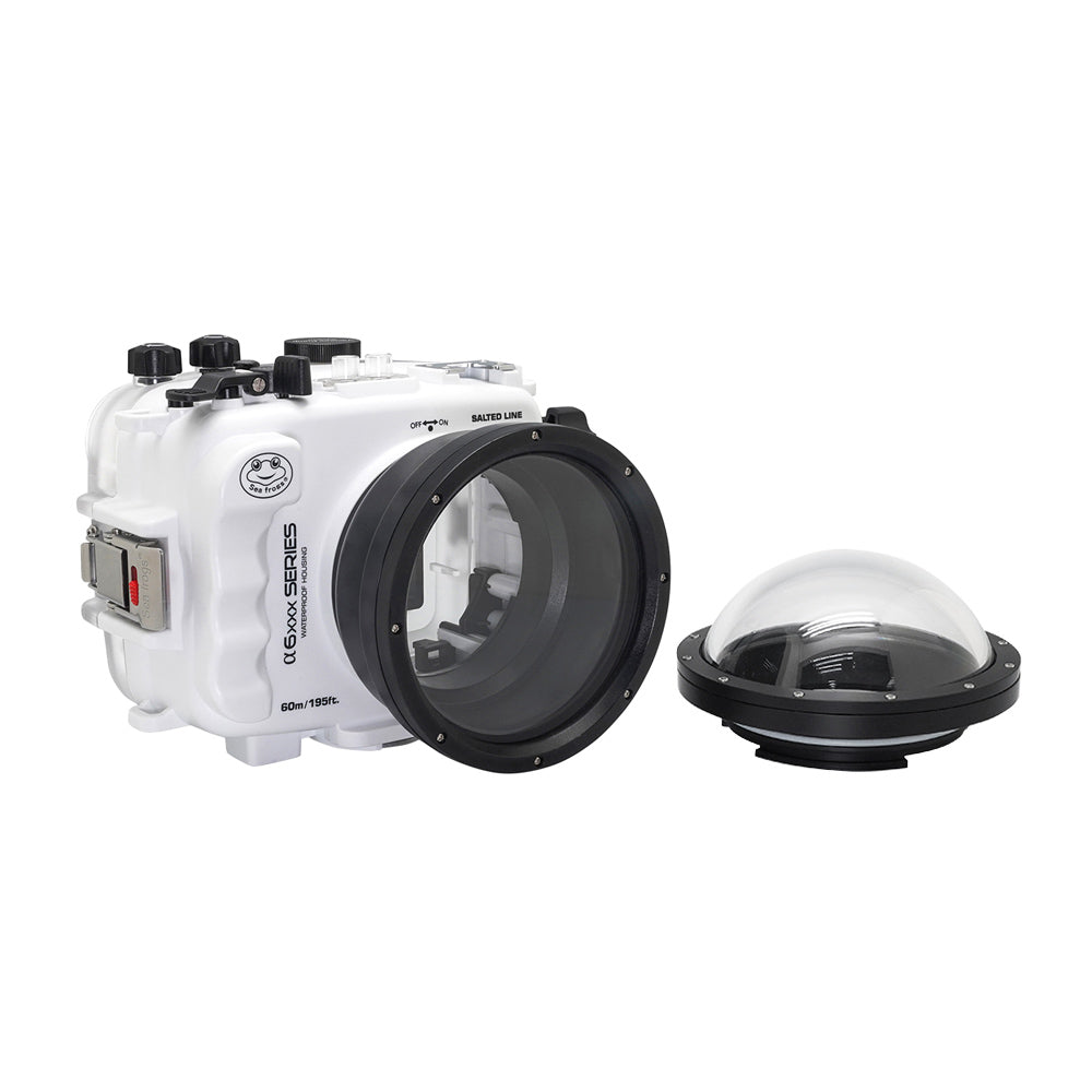 SeaFrogs 60M/195FT Waterproof housing for Sony A6xxx series Salted Line with 4" Dry Dome Port (White) / GEN 3 - Image 2