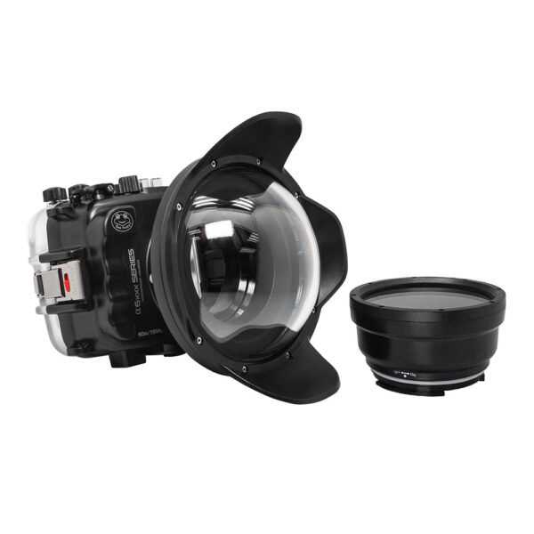 SeaFrogs 60M/195FT Waterproof housing for Sony A6xxx series Salted Line with 6" Dry dome port (Black) / GEN 3