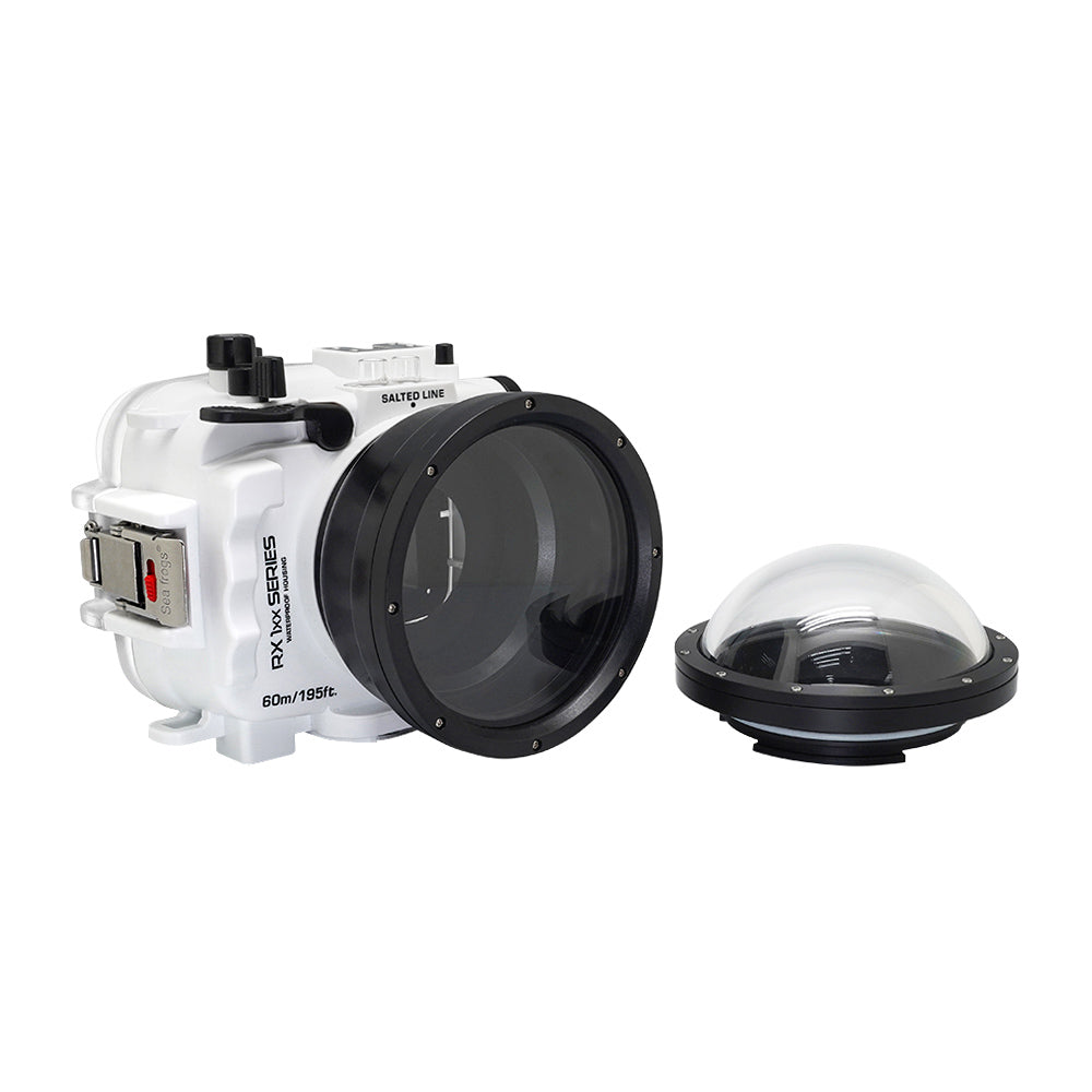 60M/195FT Waterproof housing for Sony RX1xx series Salted Line with 4" Dry Dome Port (White) - Image 2