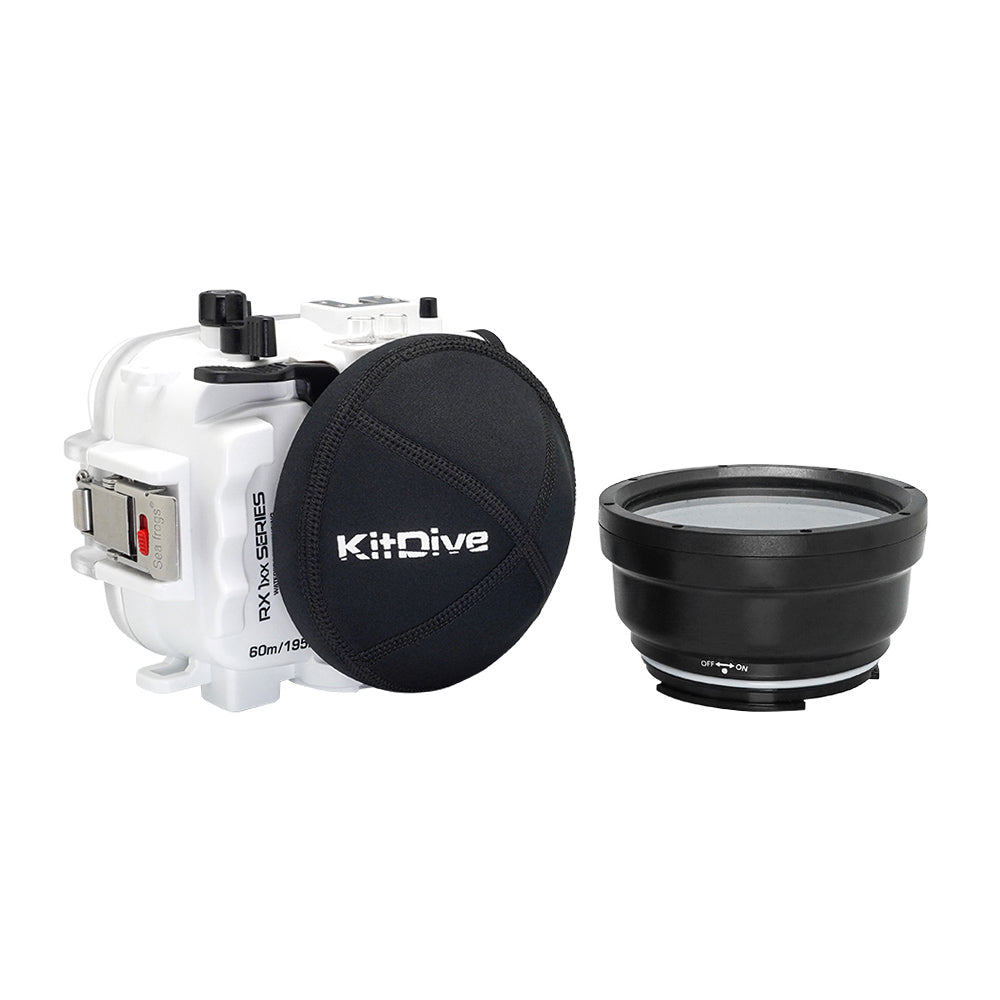 60M/195FT Waterproof housing for Sony RX1xx series Salted Line with Shutter grip & 4" Dry Dome Port (White) - Image 3