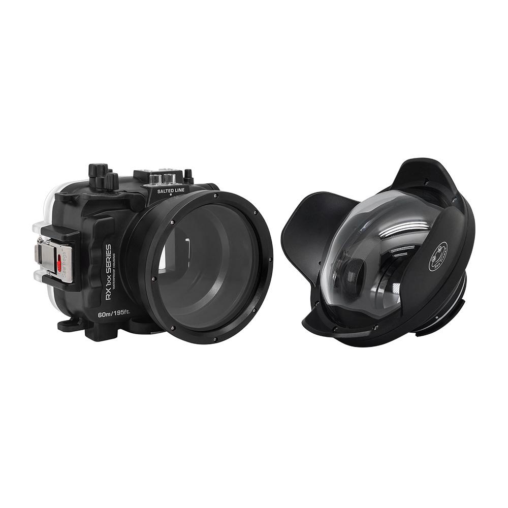 60M/195FT Waterproof housing for Sony RX1xx series Salted Line with 6" Optical Glass Dry Dome Port (Black) - Image 2
