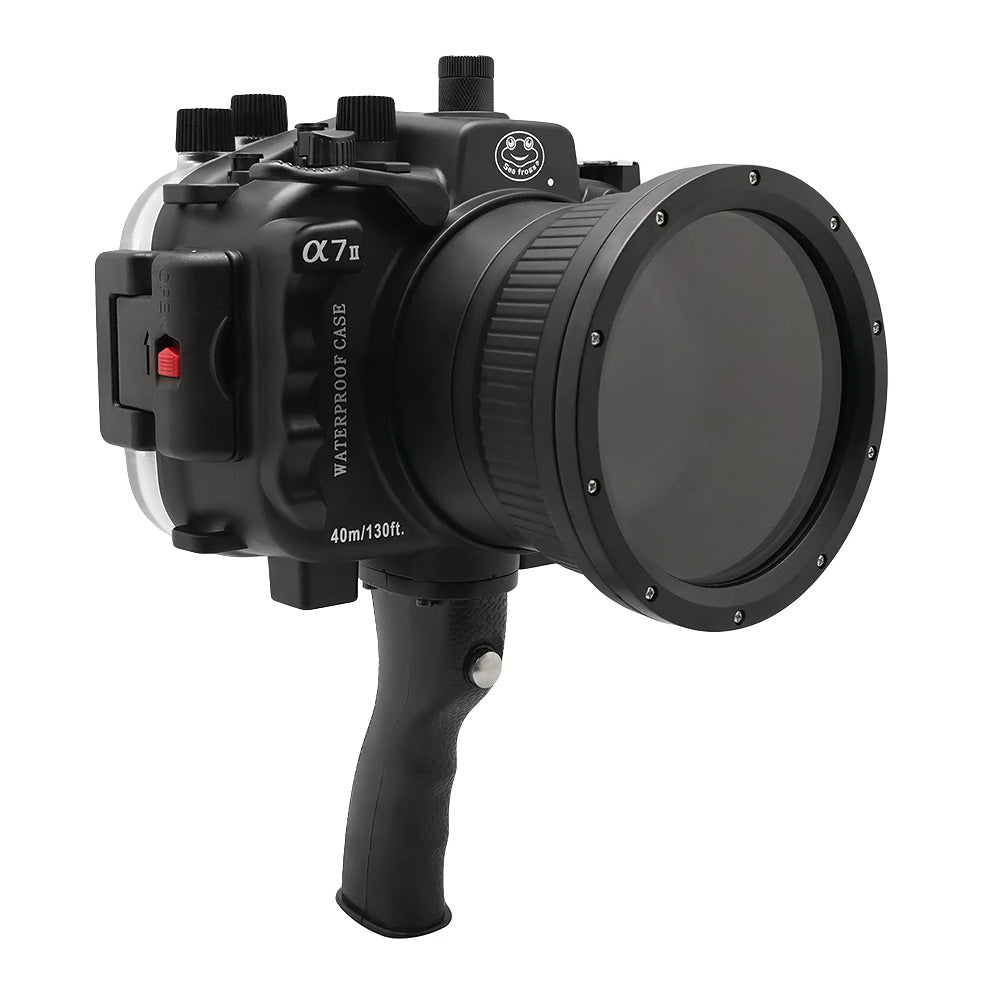 Sony A7 II NG V.2 Series 40M/130FT UW housing with 6" Dome port & shutter grip (Standard port) Black - Image 5