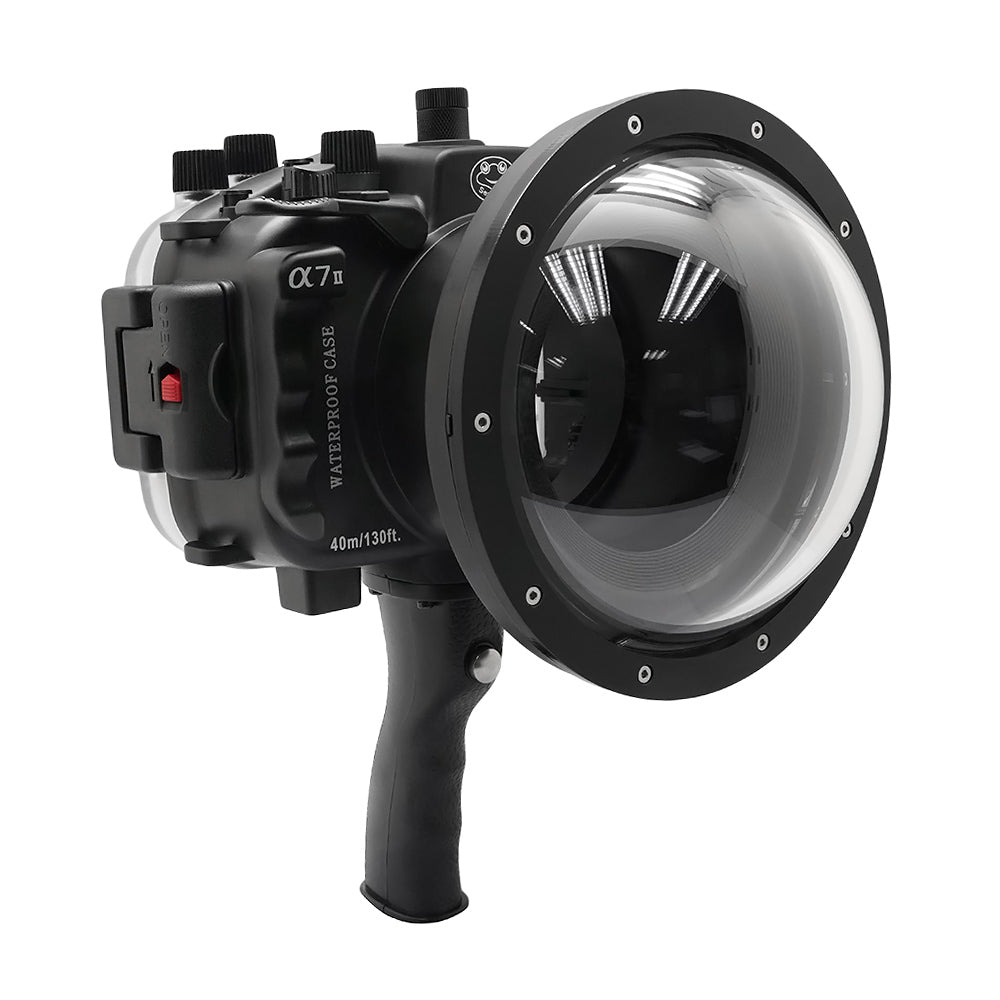 Sony A7 II NG V.2 Series 40M/130FT UW housing with 6" Dome port & shutter grip (Standard port) Black