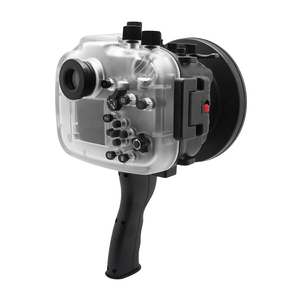 Sony A7 II NG V.2 Series 40M/130FT UW housing with 6" Dome port & shutter grip (Standard port) Black - Image 3
