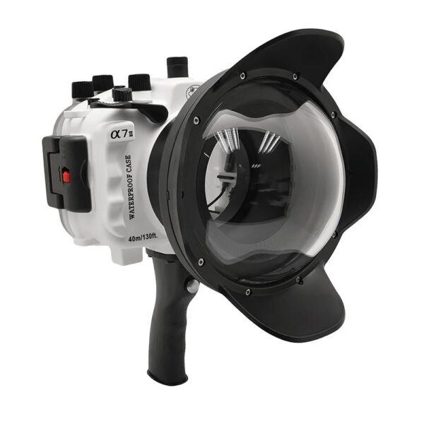 Sony A7 II NG V.2 Series 40M/130FT UW housing with 6" Dome port & shutter grip (Standard port) White