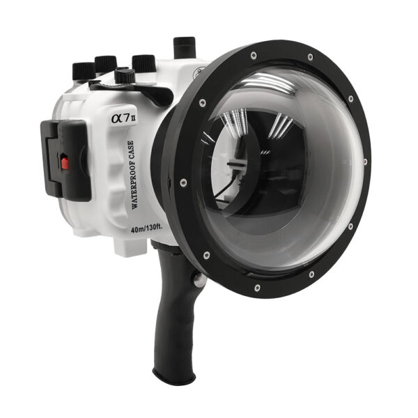 Sony A7 II NG V.2 Series 40M/130FT UW housing with 6" Dome port & shutter grip (Standard port) White