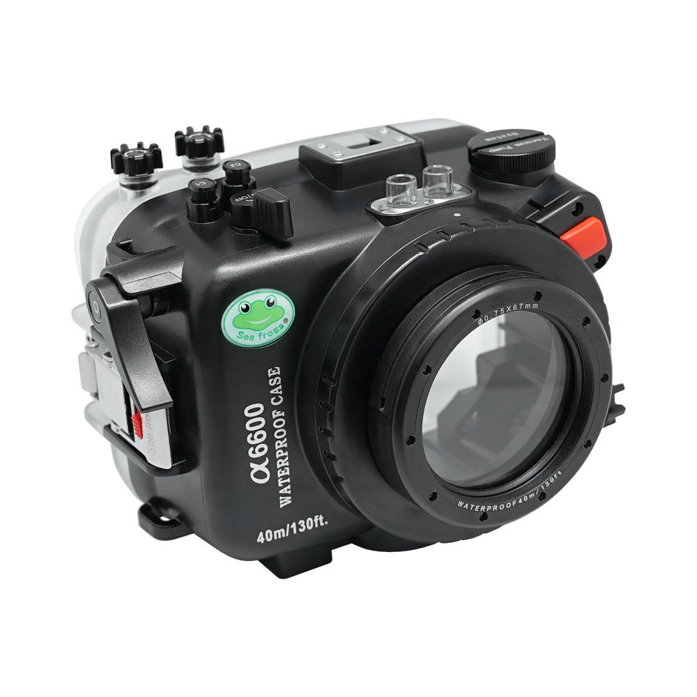 Sony A6600 40M/130FT Waterproof housing with 67mm thread port for E PZ 16-50mm lens (Zoom gear included).