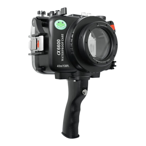 Sony A6600 40M/130FT Waterproof housing with 67mm thread port for E16-50mm PZ (Zoom gear included) Shutter Grip trigger.