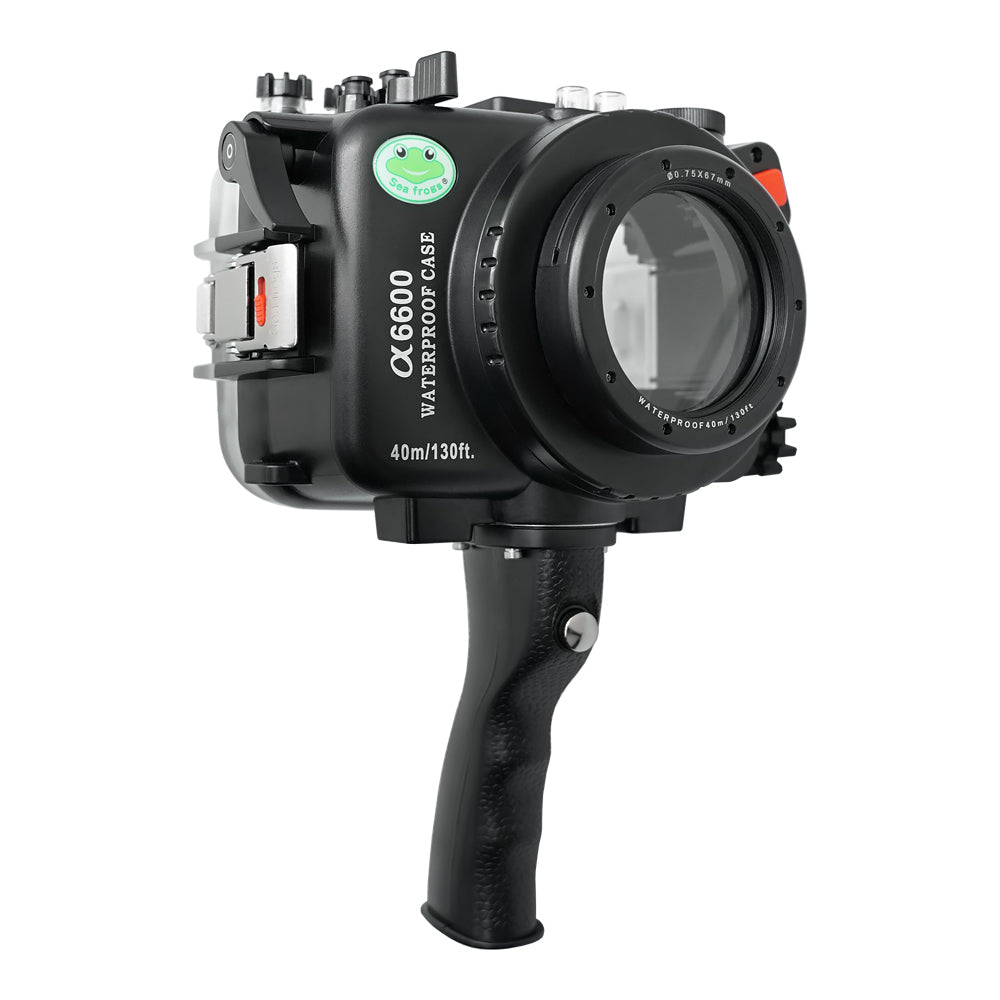 Sony A6600 40M/130FT Waterproof housing with 67mm thread port for E16-50mm PZ (Zoom gear included) Shutter Grip trigger.