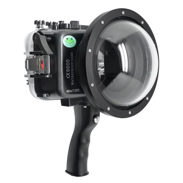 Sony A6600 SeaFrogs 40M/130FT UW housing with 6" Dry Dome Port V.1 Surf for E10-18mm lens (zoom gear included) with Shutter Grip trigger.