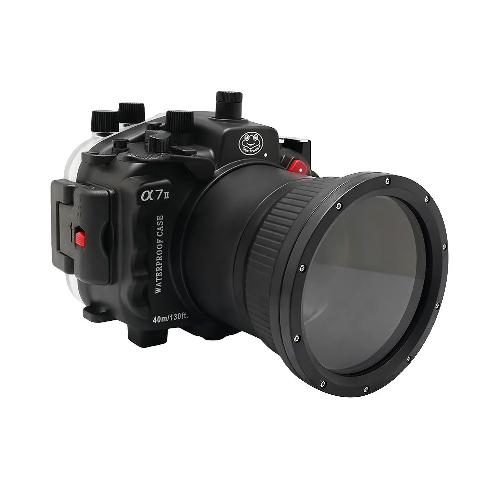 Sony A7 II NG V.2 Series 40M/130FT Underwater camera housing with Aluminium Shutter Grip (Long port) Black - Image 2
