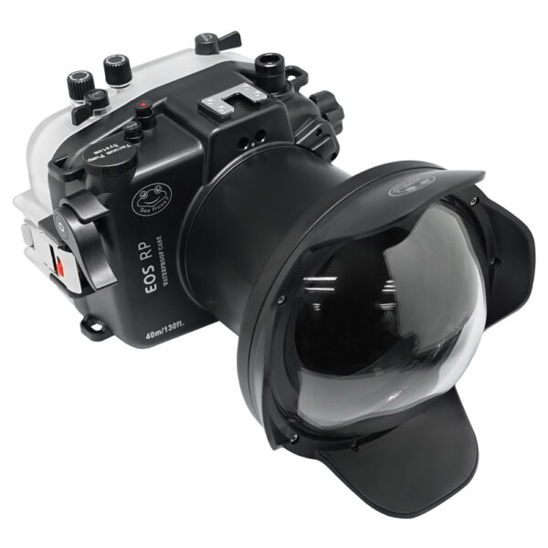 SeaFrogs 40m/130ft Underwater camera housing for Canon EOS RP kit with 6" Dry Dome Port V.2 and standard flat long port included
