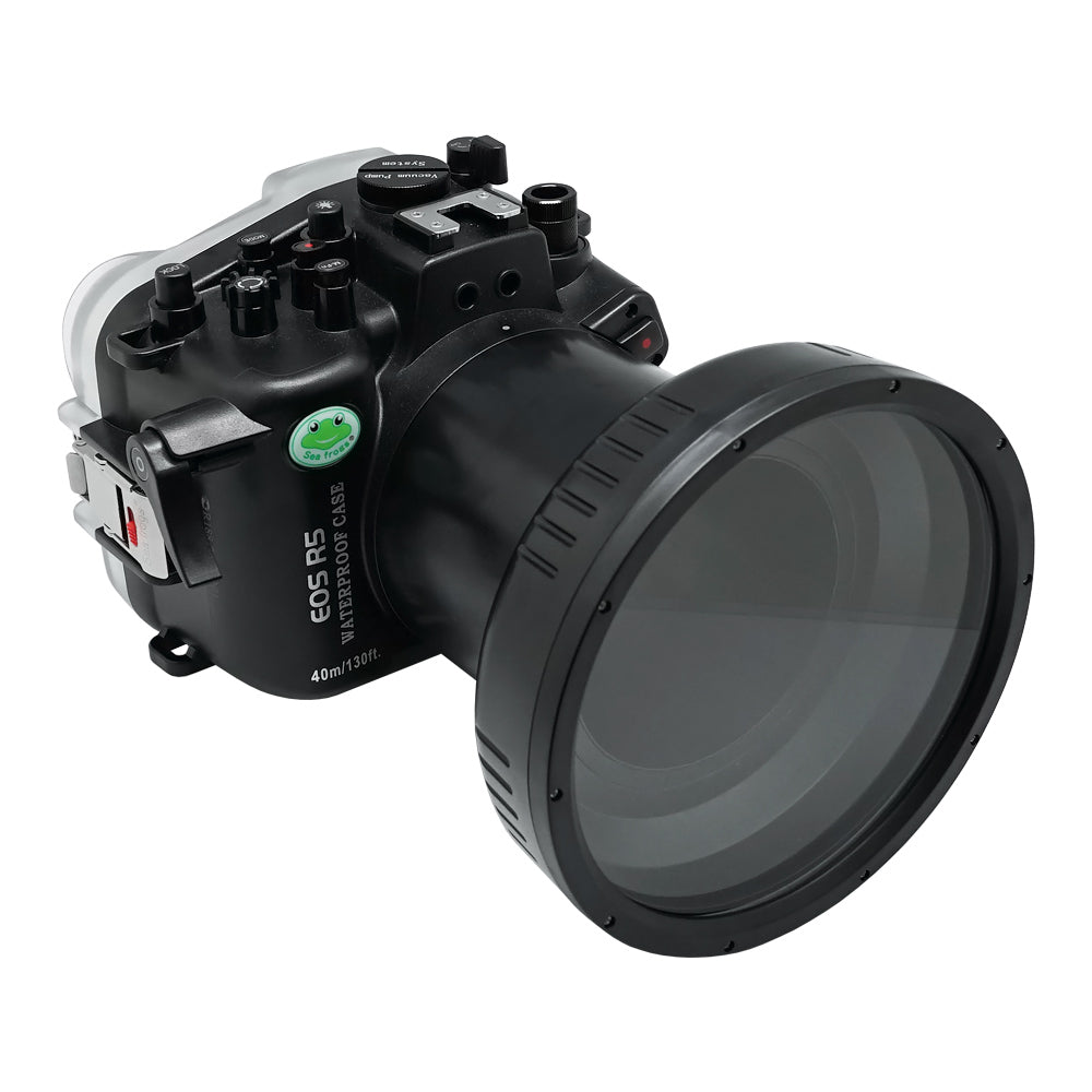 SeaFrogs 40m/130ft Underwater camera housing for Canon EOS R5 with Flat Long Port