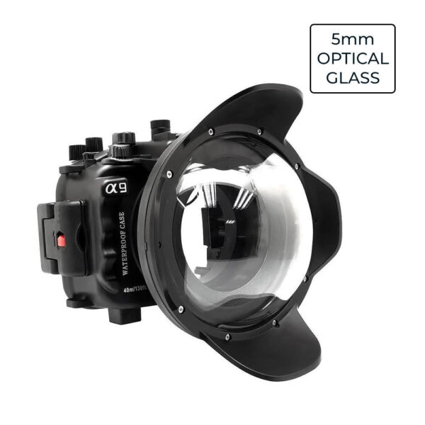 Sony A9 PRO V.3 Series FE12-24mm f4g UW camera housing kit with 6" Optical Glass Dome port V.10 (without flat port) Zoom rings for FE12-24 F4 and FE16-35 F4 included.Black