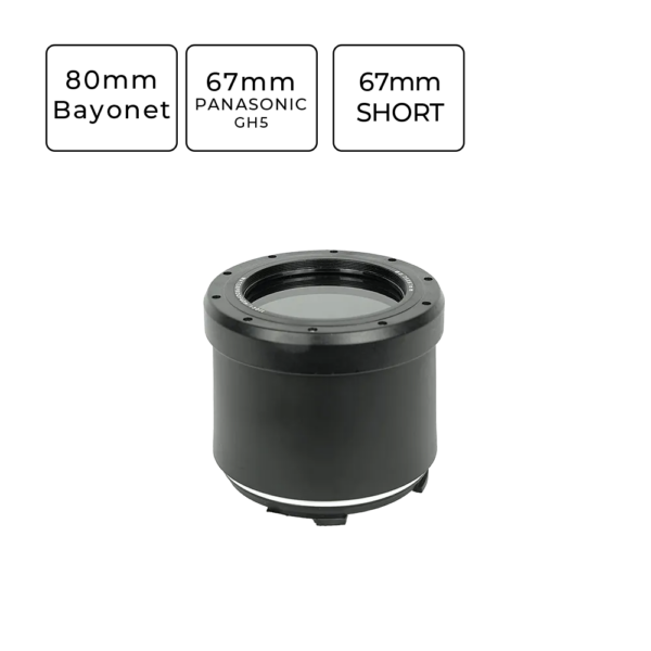 Sea Frogs 67mm - 80mm Bayonet Optical Glass Flat Ports for Panasonc GH5 Housings