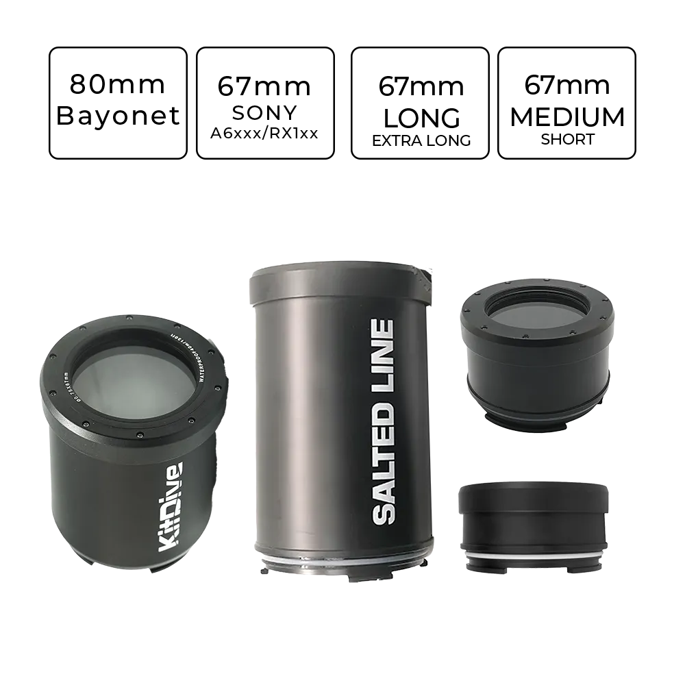 Salted Line 67mm - 80mm Bayonet Optical Glass Flat Ports for Sony A6xxx/RX1xx Housings