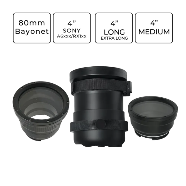 Salted Line 4'' - 80mm Bayonet Optical Glass Flat Ports for Sony A6xxx/RX1xx Housings