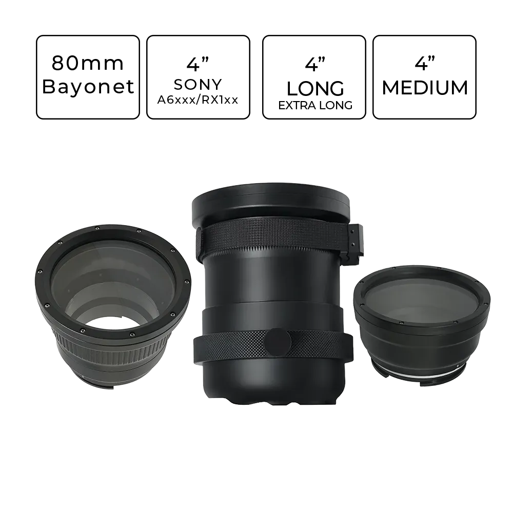 Salted Line 4'' - 80mm Bayonet Optical Glass Flat Ports for Sony A6xxx/RX1xx Housings