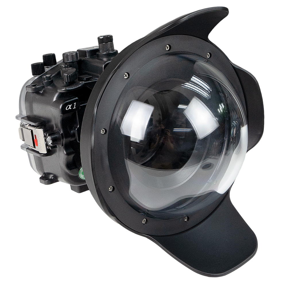 Sea Frogs Salted Line Series Sony A1 40M/130FT Waterproof camera housing with 8" Dome port V.1. Black