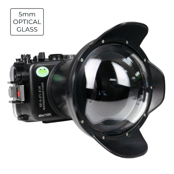 Sea Frogs Sony ZV-E10 40M/130FT Underwater camera housing with 6"Optical Glass Dome port V.2 for FE16-35mm F2.8 GM (zoom gear included).